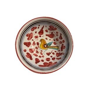 Deruta Hand-Painted Art Pottery Bowl Bird Made in Italy Bird Mario Sambuco